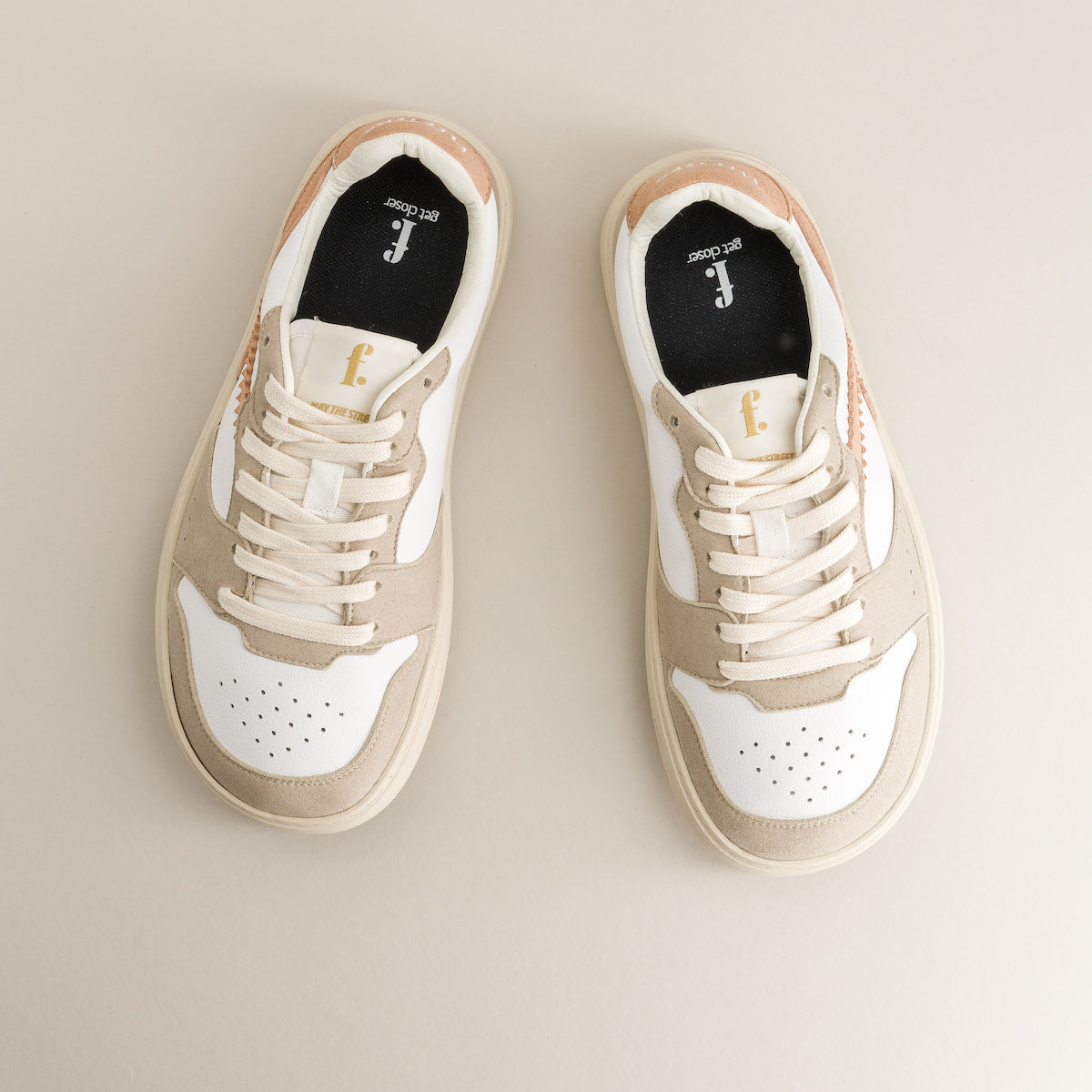 White & pink barefoot sneakers - top view