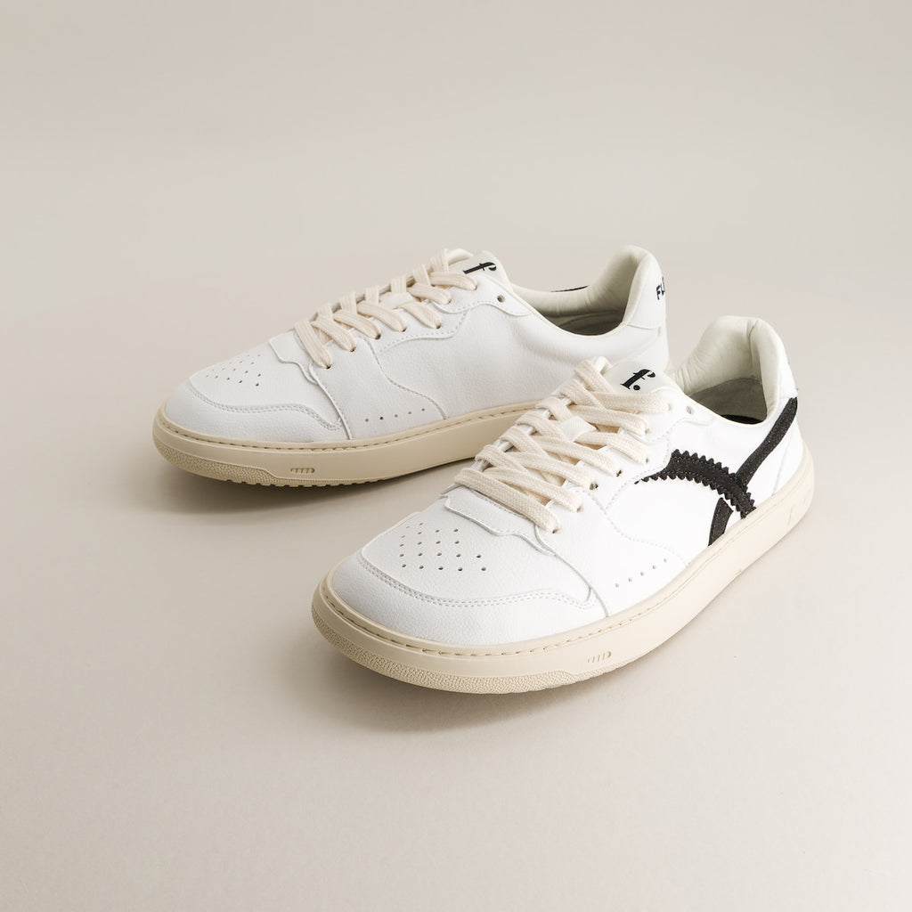 White & Black barefoot sneakers - front view