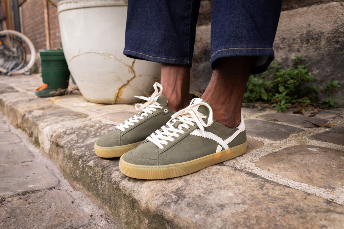 Green barefoot sneakers